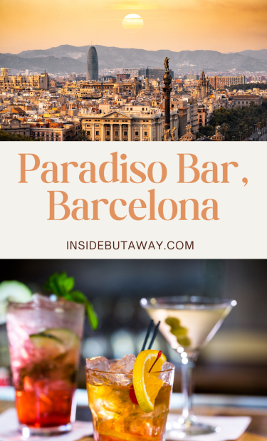 cocktails and barcelona skyline showing some of the best drinks you can get at a hidden bar