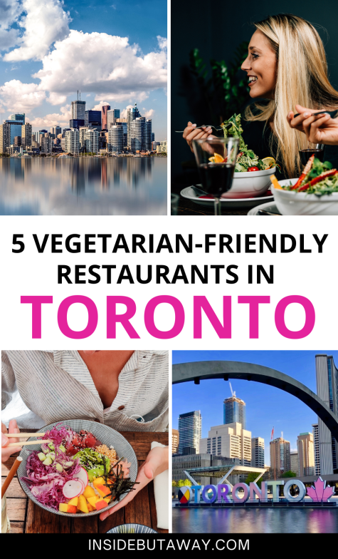 People eating salad and rice bowls showing examples of the best vegetarian food in Toronto